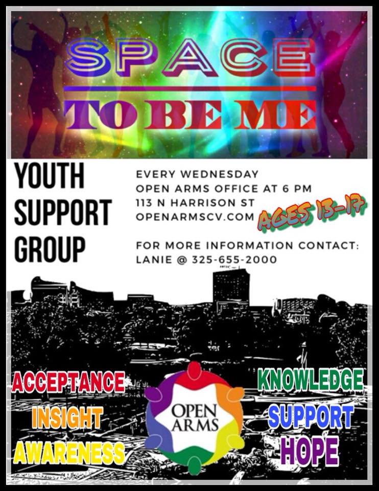 Space to Be Me Youth Support Group @ Open Arms Rape Crisis Center and LGBT+ Services